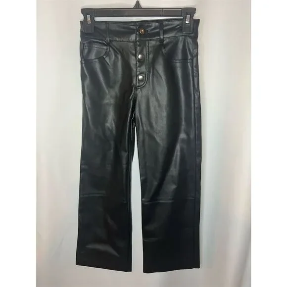 ZARA Women's High-Waist Cropped Pants Black Size 10 Casual - Picture 1 of 8
